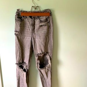 American eagle grey jeans ripped baggy
